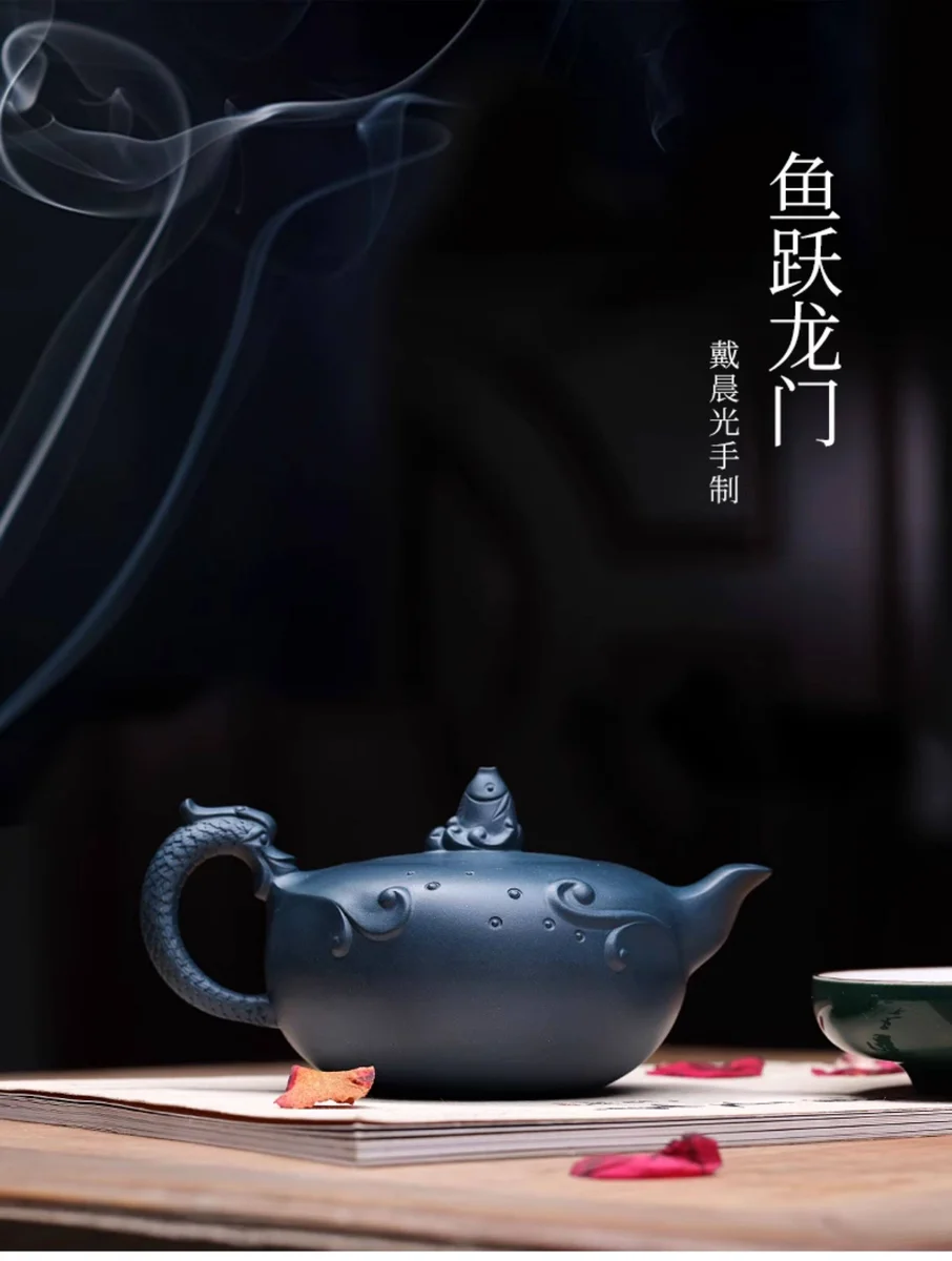 全手工宜兴名家鱼化龙紫砂壶民国绿泥家用纯手工泡茶壶茶具花器 详情图 1