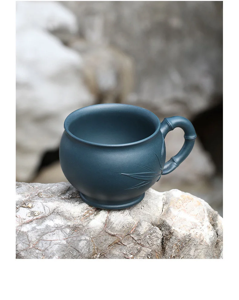 功夫茶杯宜兴紫砂品茗杯个人专用茶盏贴花竹叶茶碗多色竹节主人杯 详情图 21