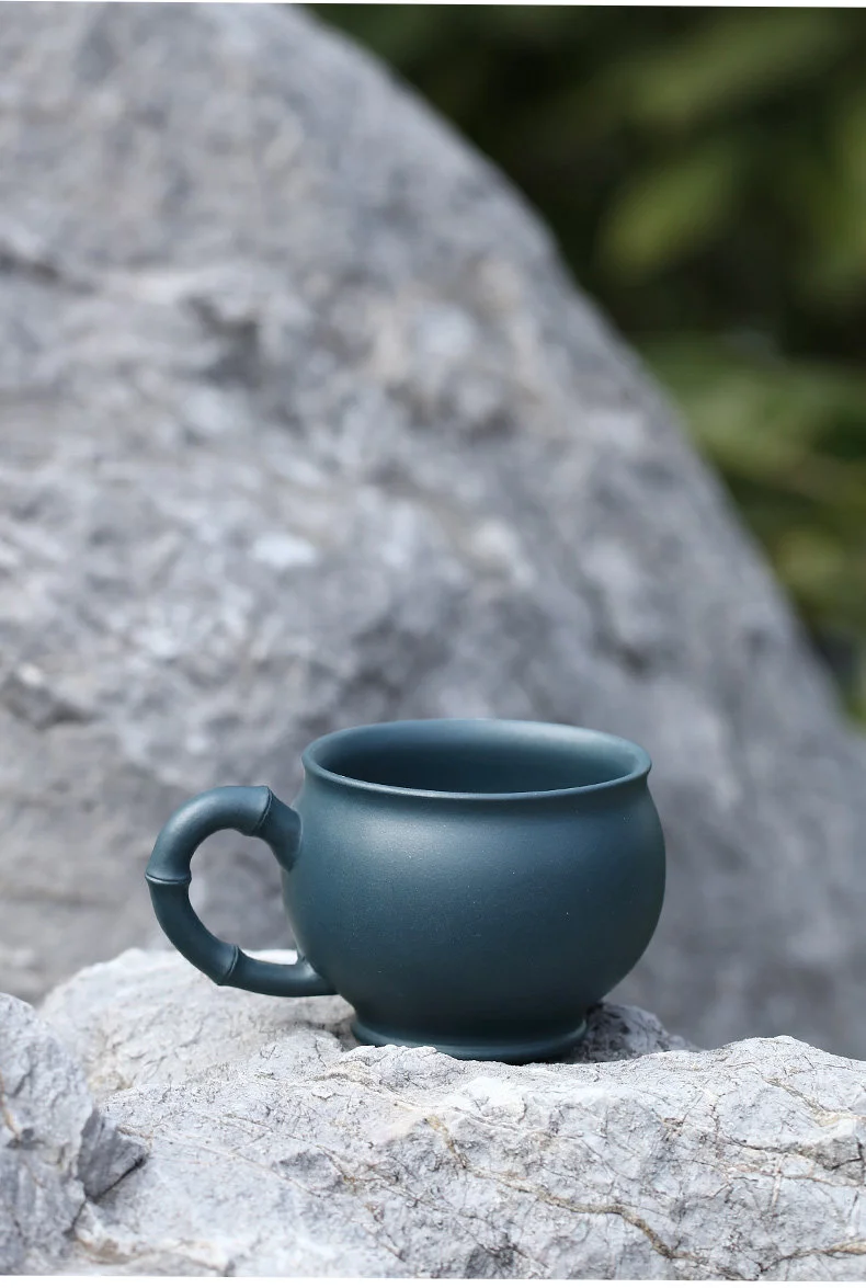 功夫茶杯宜兴紫砂品茗杯个人专用茶盏贴花竹叶茶碗多色竹节主人杯 详情图 22