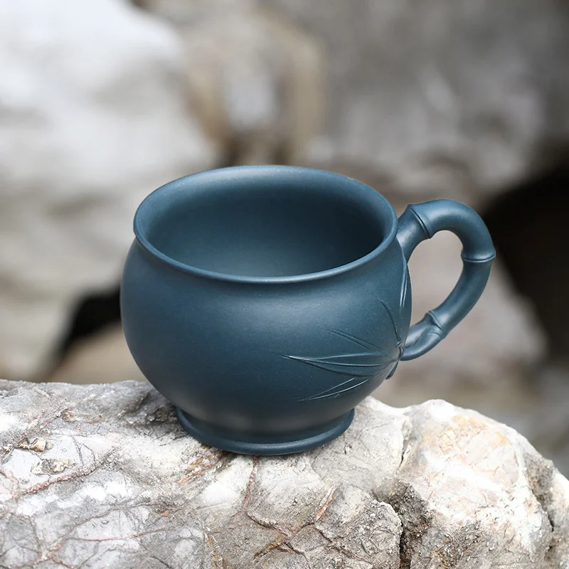 功夫茶杯宜兴紫砂品茗杯个人专用茶盏贴花竹叶茶碗多色竹节主人杯 - 6