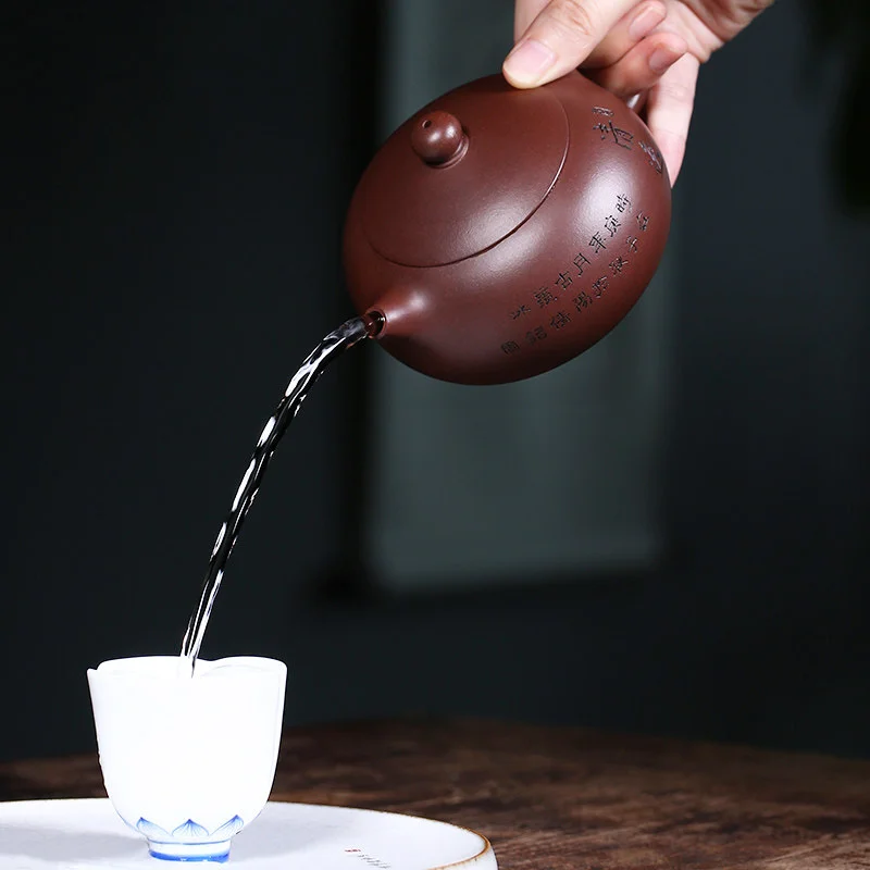 藏壶天下宜兴紫砂壶纯手工刻字泡茶壶原矿底槽清功夫茶具扁西施壶 - 6