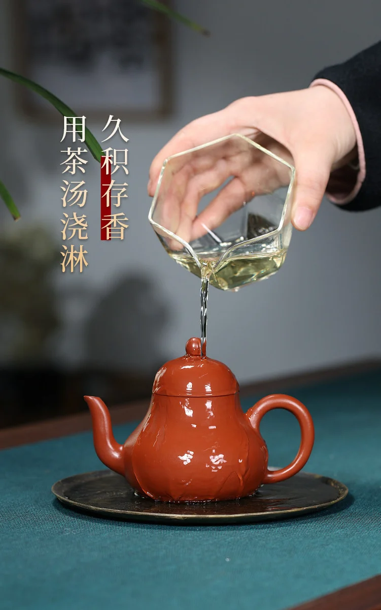 宜兴紫砂壶纯手工家用泡茶壶原矿梨皮大红袍功夫茶具全手工思亭壶 详情图 9