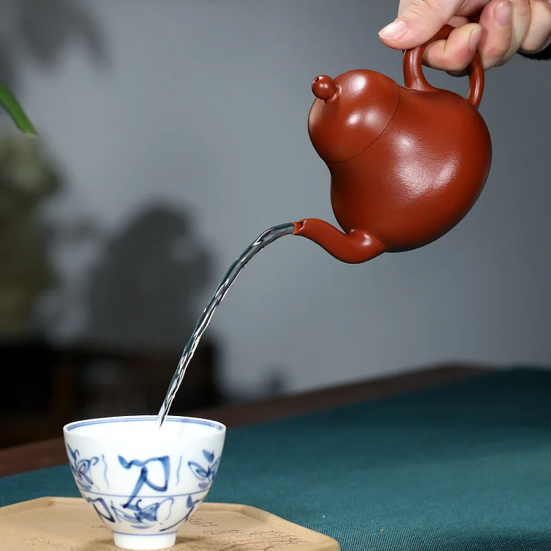 宜兴紫砂壶纯手工家用泡茶壶原矿梨皮大红袍功夫茶具全手工思亭壶 - 5