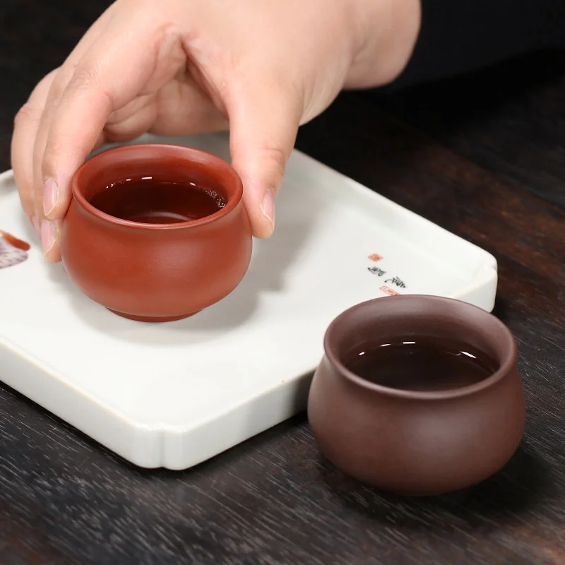 宜兴紫砂品茗杯功夫茶杯个人专用茶盏茶碗紫泥大红袍小杯主人杯 - 5