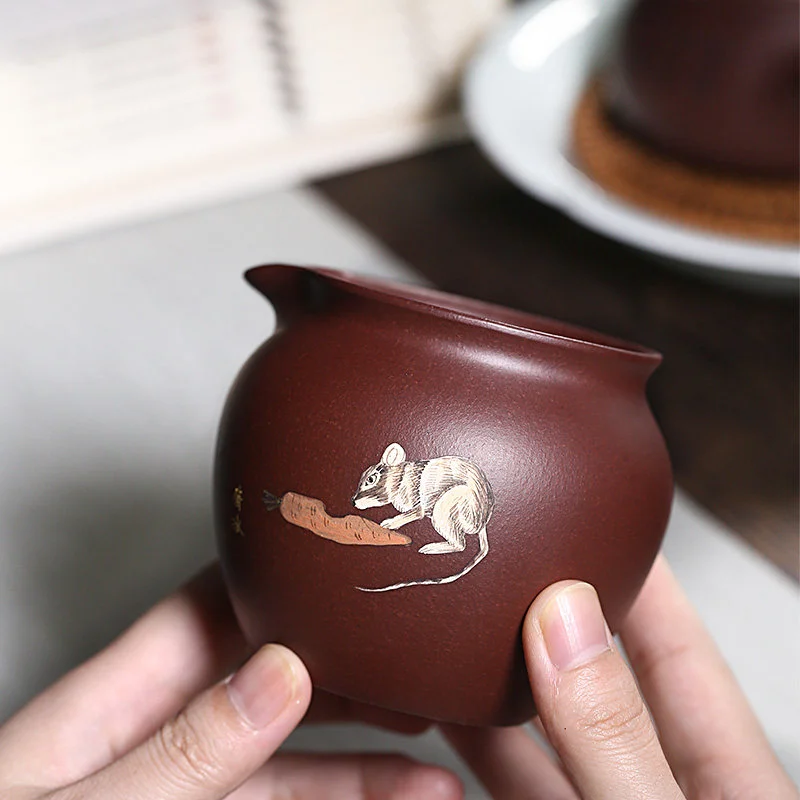 宜兴原矿紫泥功夫茶具公道杯十二生肖分茶器加厚倒茶器配件茶杯 - 4