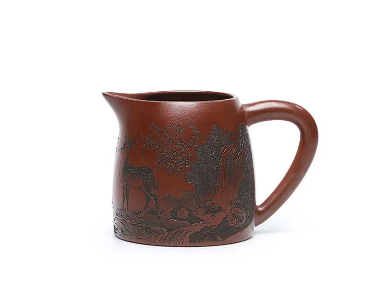 宜兴紫砂公道杯带把公杯分茶器加厚耐热茶具配件紫泥福禄分茶杯 详情图 14