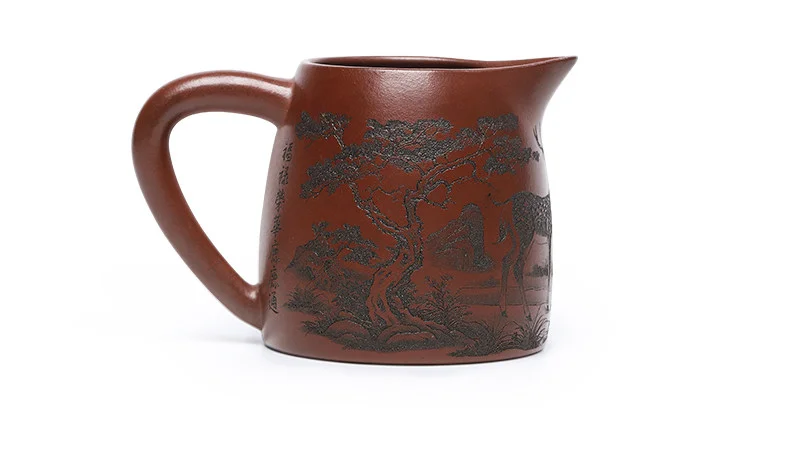 宜兴紫砂公道杯带把公杯分茶器加厚耐热茶具配件紫泥福禄分茶杯 详情图 15