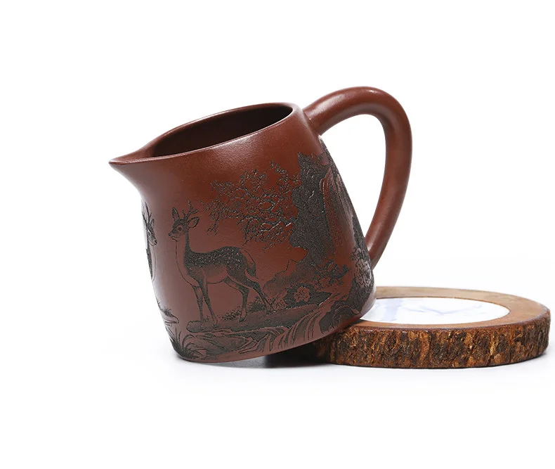 宜兴紫砂公道杯带把公杯分茶器加厚耐热茶具配件紫泥福禄分茶杯 详情图 16