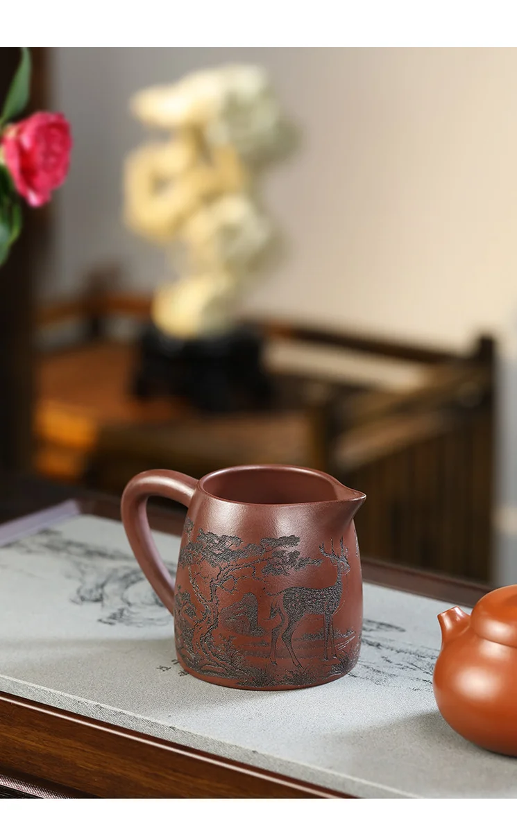 宜兴紫砂公道杯带把公杯分茶器加厚耐热茶具配件紫泥福禄分茶杯 详情图 18