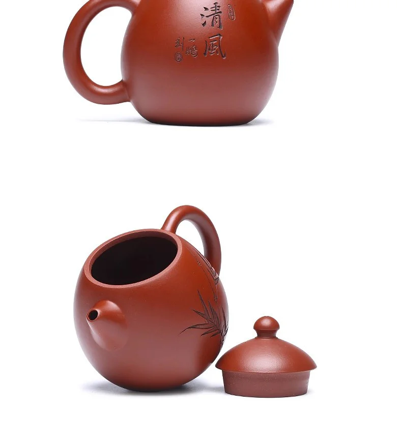 宜兴紫砂壶纯手工刻绘清风龙蛋单壶原矿大红袍功夫茶具家用泡茶壶 详情图 21