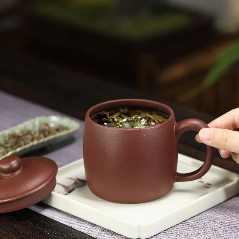 大容量宜兴紫砂杯纯手工男士泡茶杯带盖个人专用茶具笃实办公盖杯 - 5