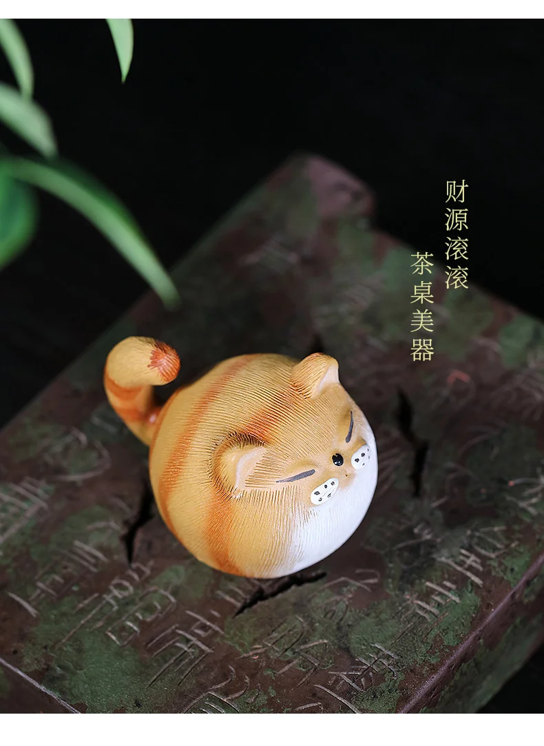 藏壶天下紫砂茶宠可养茶桌摆件茶具配件茶盘摆件拉毛工艺小猫茶玩 详情图 6