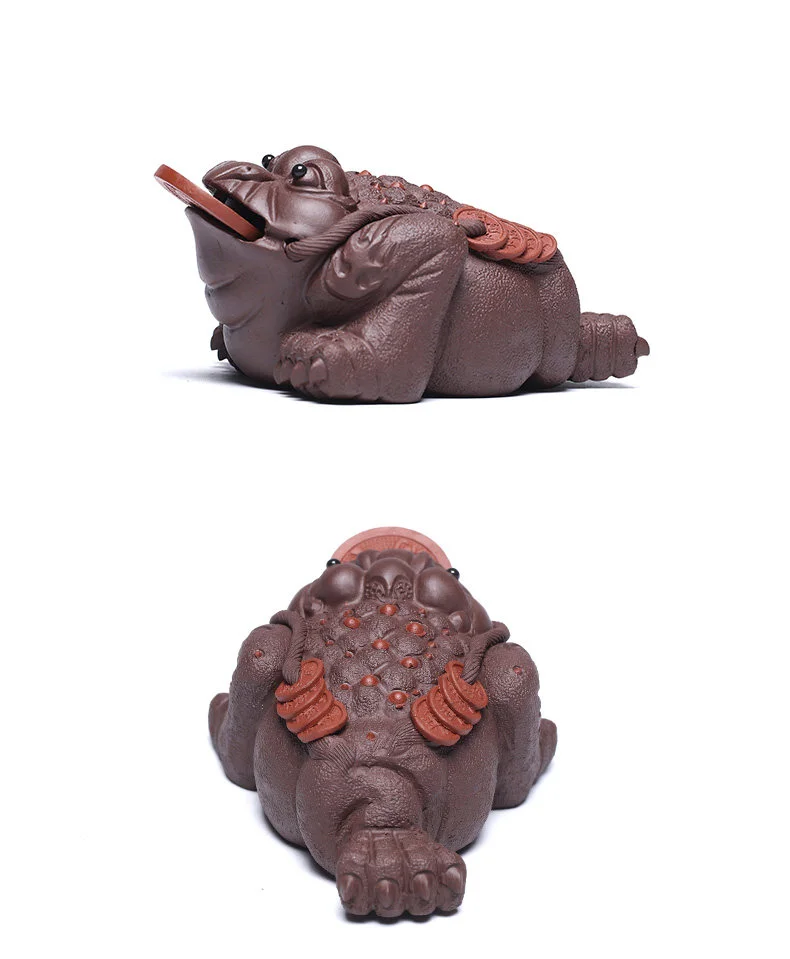 紫砂金蟾茶宠摆件精品可养茶桌风水摆件紫砂茶玩摆件茶盘招财摆件 详情图 19