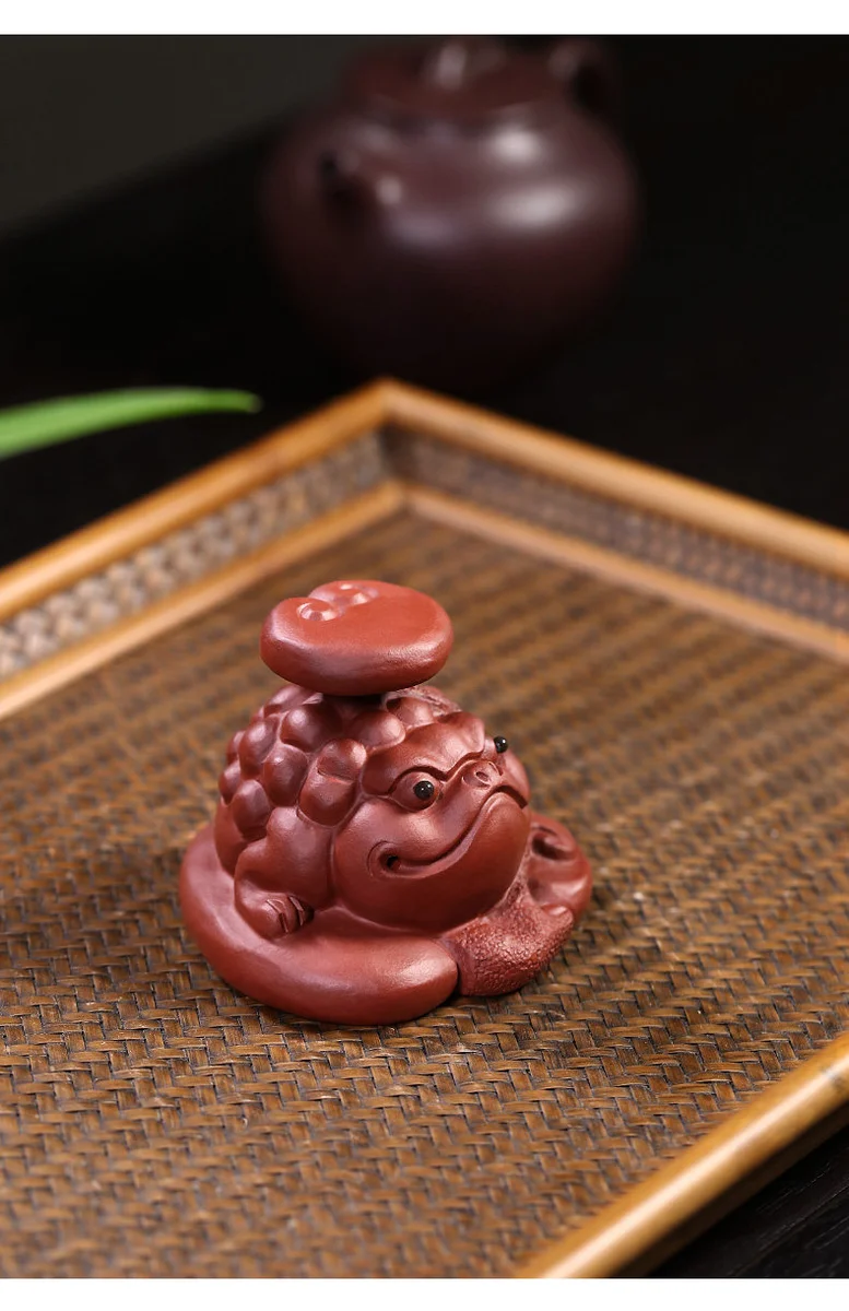 紫砂金蟾茶宠摆件精品可养茶桌风水摆件茶玩紫砂茶具摆件盖置盖托 详情图 10