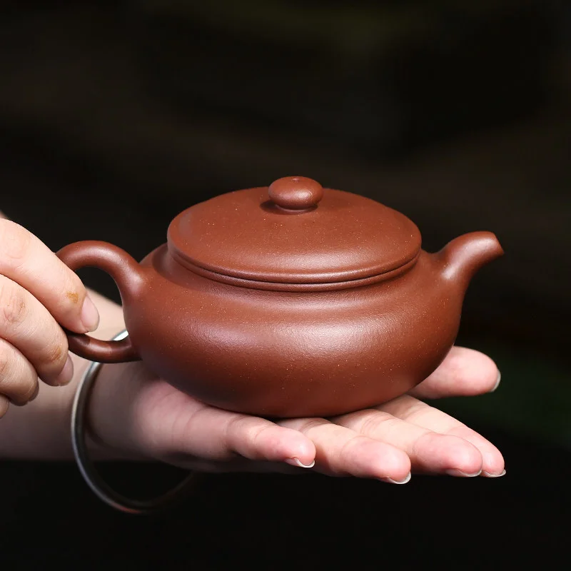 宜兴紫砂壶纯手工家用泡茶壶原矿底槽清全手工大口扁腹景舟仿古壶 - 4
