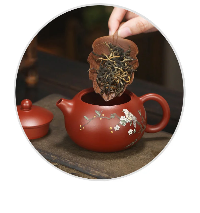 宜兴紫砂壶纯手工泥绘花鸟功夫茶具原矿大红袍家用泡茶壶西施壶 详情图 22