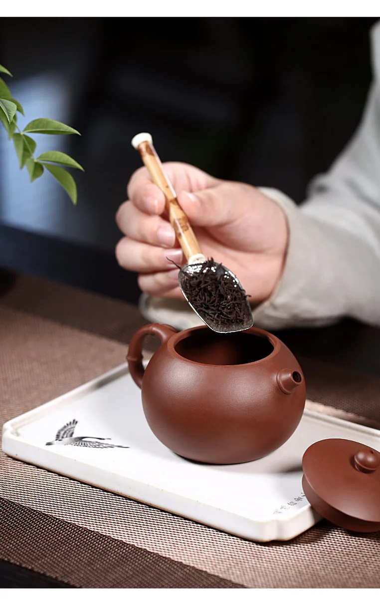 宜兴紫砂壶纯手工贴花功夫茶具单壶原矿紫泥家用泡茶壶竹节西施壶 详情图 14