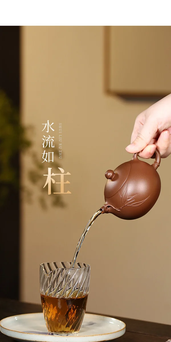 宜兴紫砂壶纯手工贴花功夫茶具单壶原矿紫泥家用泡茶壶竹节西施壶 详情图 24