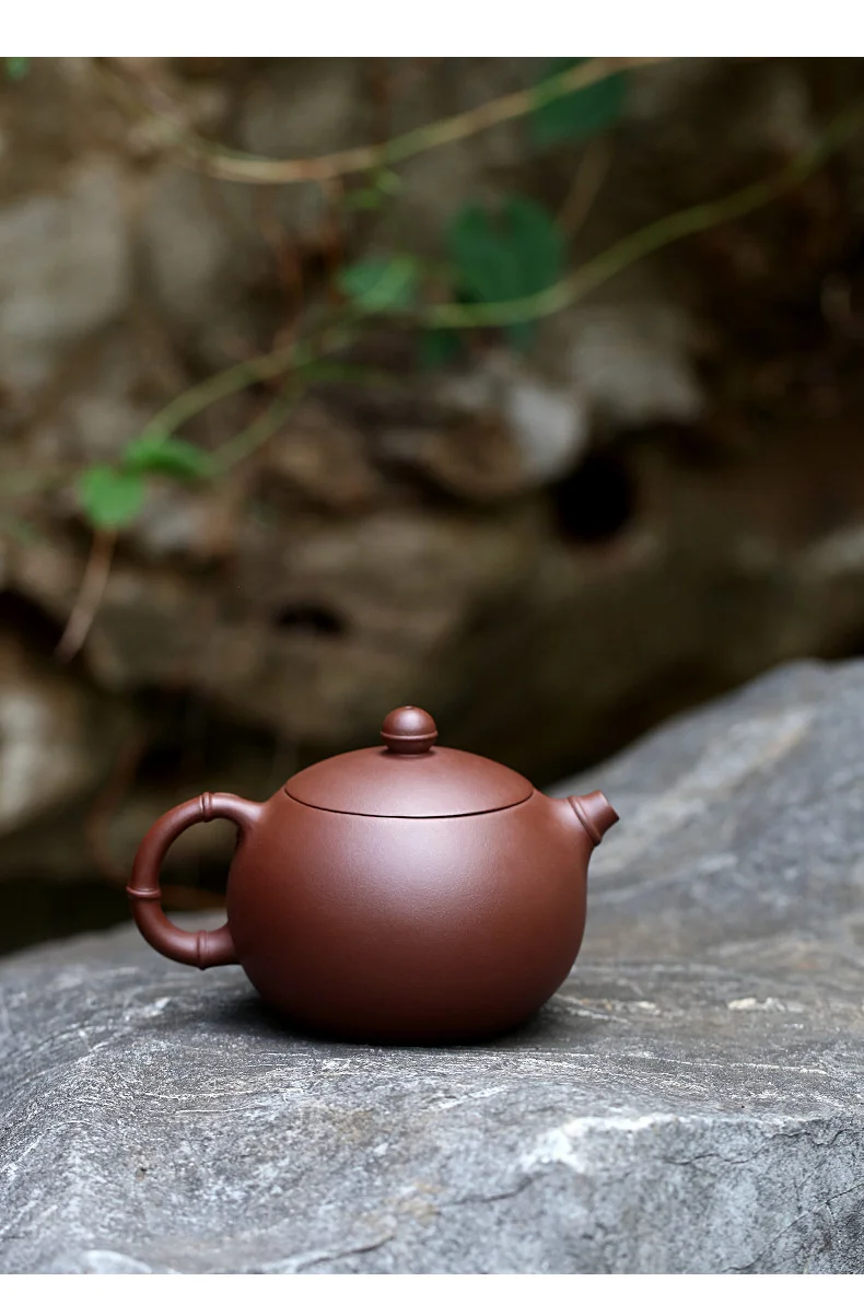 宜兴紫砂壶纯手工贴花功夫茶具单壶原矿紫泥家用泡茶壶竹节西施壶 详情图 4