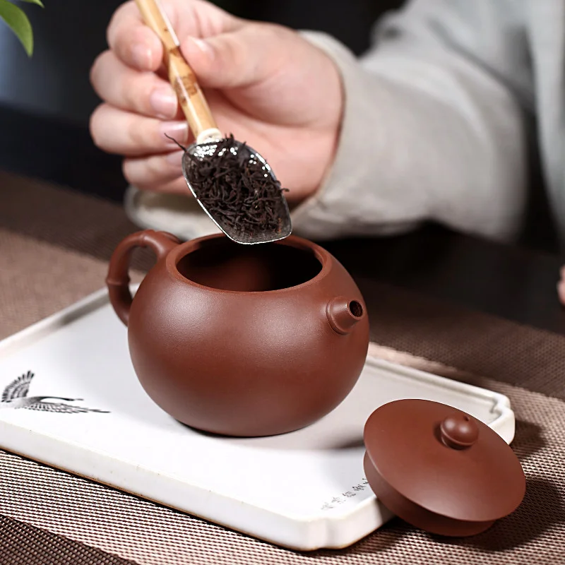 宜兴紫砂壶纯手工贴花功夫茶具单壶原矿紫泥家用泡茶壶竹节西施壶 - 5