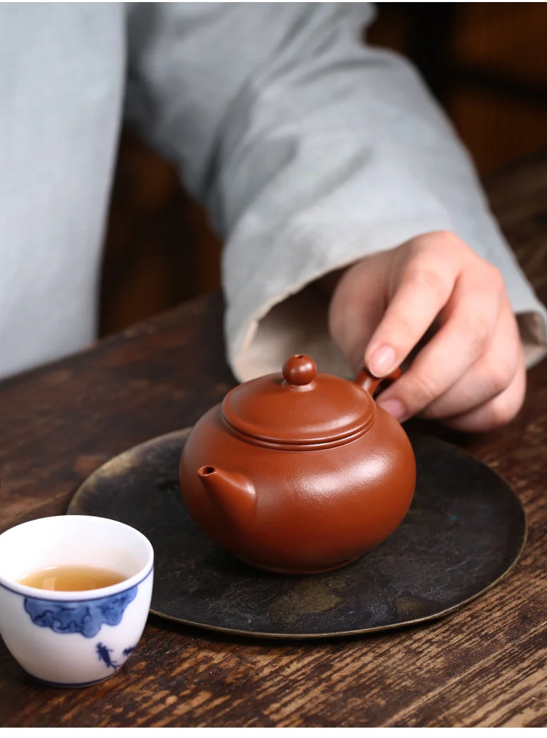 宜兴紫砂壶纯手工小容量家用泡茶壶原矿梨皮大红袍功夫茶具水平壶 详情图 9