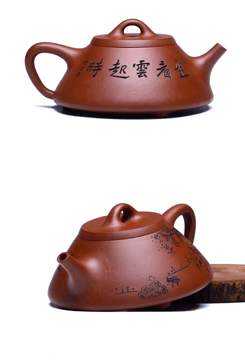 宜兴紫砂壶纯手工刻绘紫砂茶具原矿底槽清家用泡茶壶观云石瓢壶 详情图 16