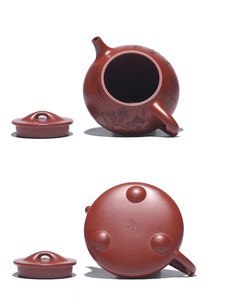 宜兴紫砂壶纯手工刻山水泡茶壶原矿大红袍家用紫砂茶具景舟石瓢壶 详情图 17