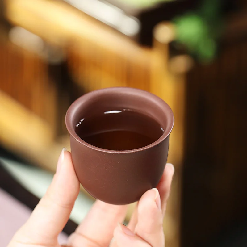 宜兴紫砂主人杯功夫茶杯个人专用小杯茶盏茶碗原矿紫泥铃铛品茗杯 - 5