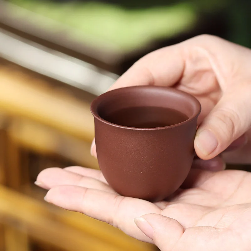 宜兴紫砂主人杯功夫茶杯个人专用小杯茶盏茶碗原矿紫泥铃铛品茗杯 - 6