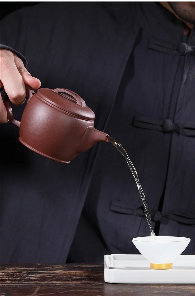 宜兴紫砂壶纯手工小茶壶原矿紫泥小容量家用功夫茶具单大口汉瓦壶 详情图 12