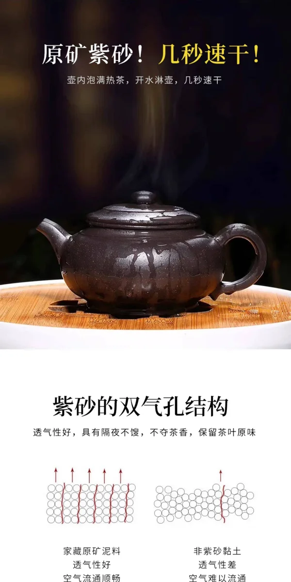 宜兴紫砂壶纯手工紫砂茶具套装家用泡茶壶原矿黑金砂大容量仿古壶 详情图 15