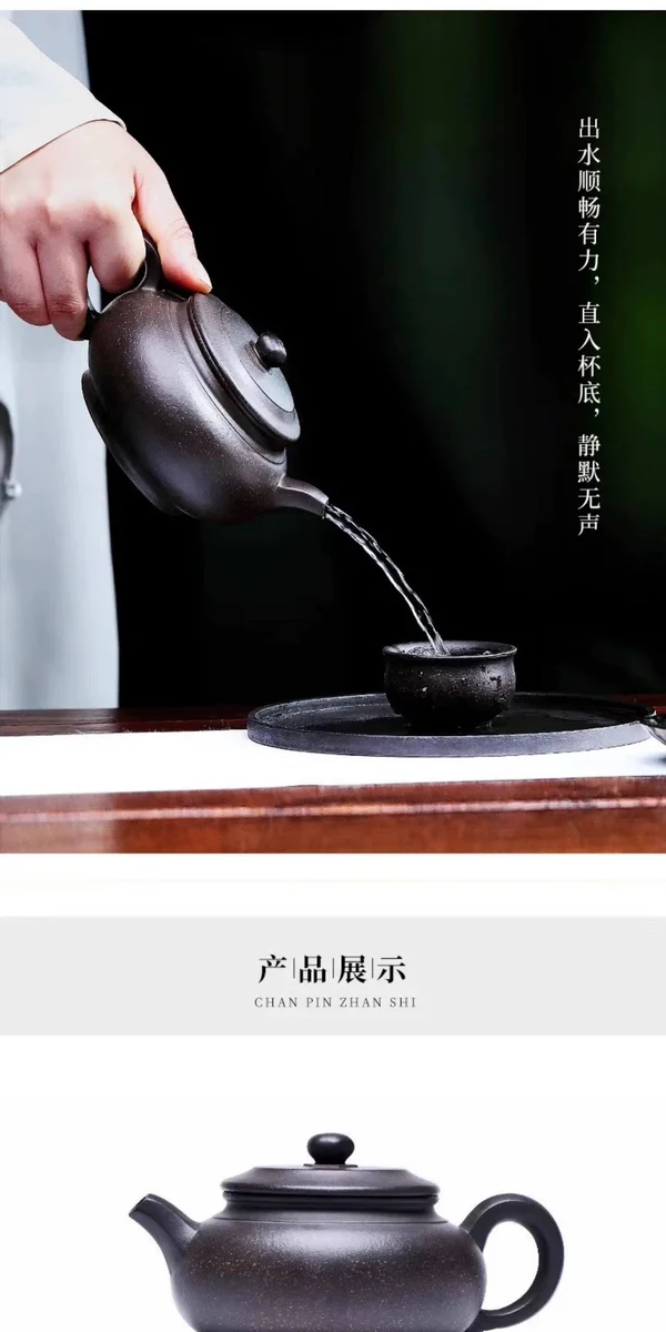 宜兴紫砂壶纯手工紫砂茶具套装家用泡茶壶原矿黑金砂大容量仿古壶 详情图 21