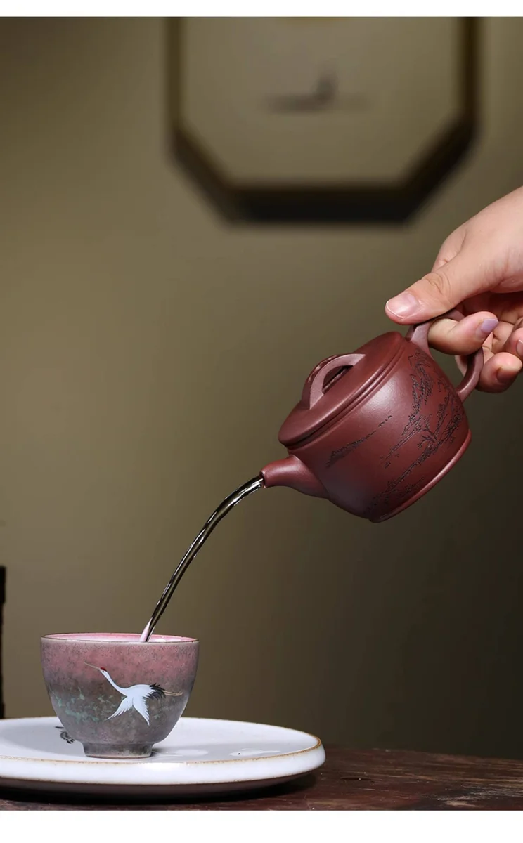 小容量宜兴紫砂壶纯手工双面刻绘泡茶壶底槽清家用功夫茶具汉瓦壶 详情图 11