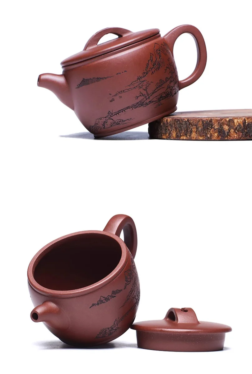 小容量宜兴紫砂壶纯手工双面刻绘泡茶壶底槽清家用功夫茶具汉瓦壶 详情图 13