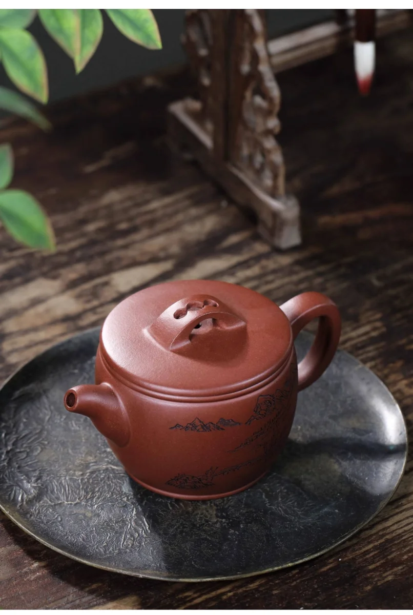 小容量宜兴紫砂壶纯手工双面刻绘泡茶壶底槽清家用功夫茶具汉瓦壶 详情图 4