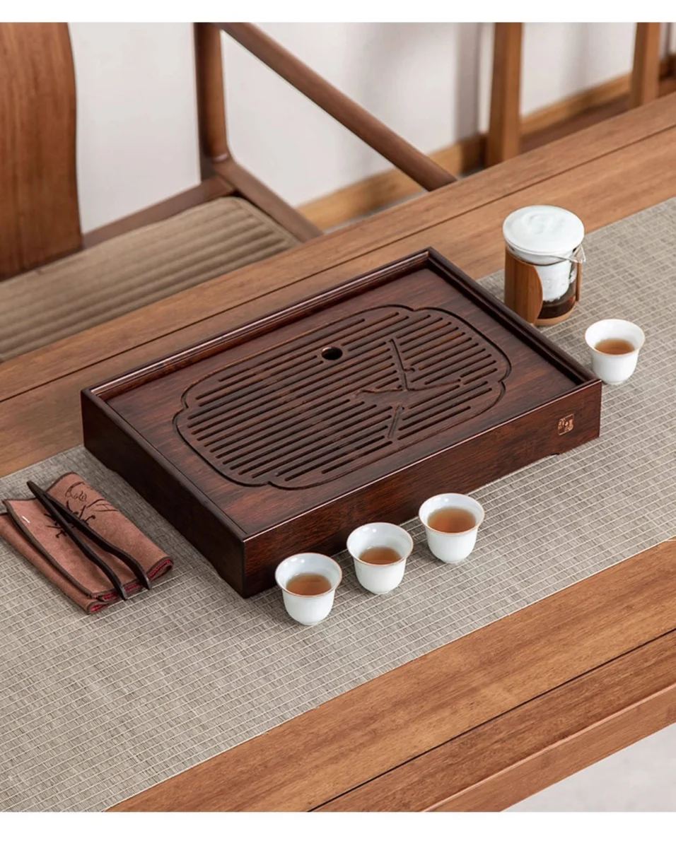 现代简约家用小茶台竹制功夫茶具储水茶盘托盘干泡台大号燕喜茶盘 详情图 6