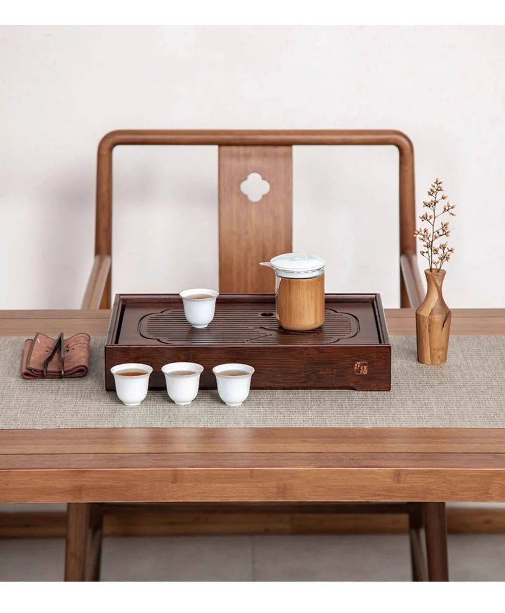 现代简约家用小茶台竹制功夫茶具储水茶盘托盘干泡台大号燕喜茶盘 详情图 7