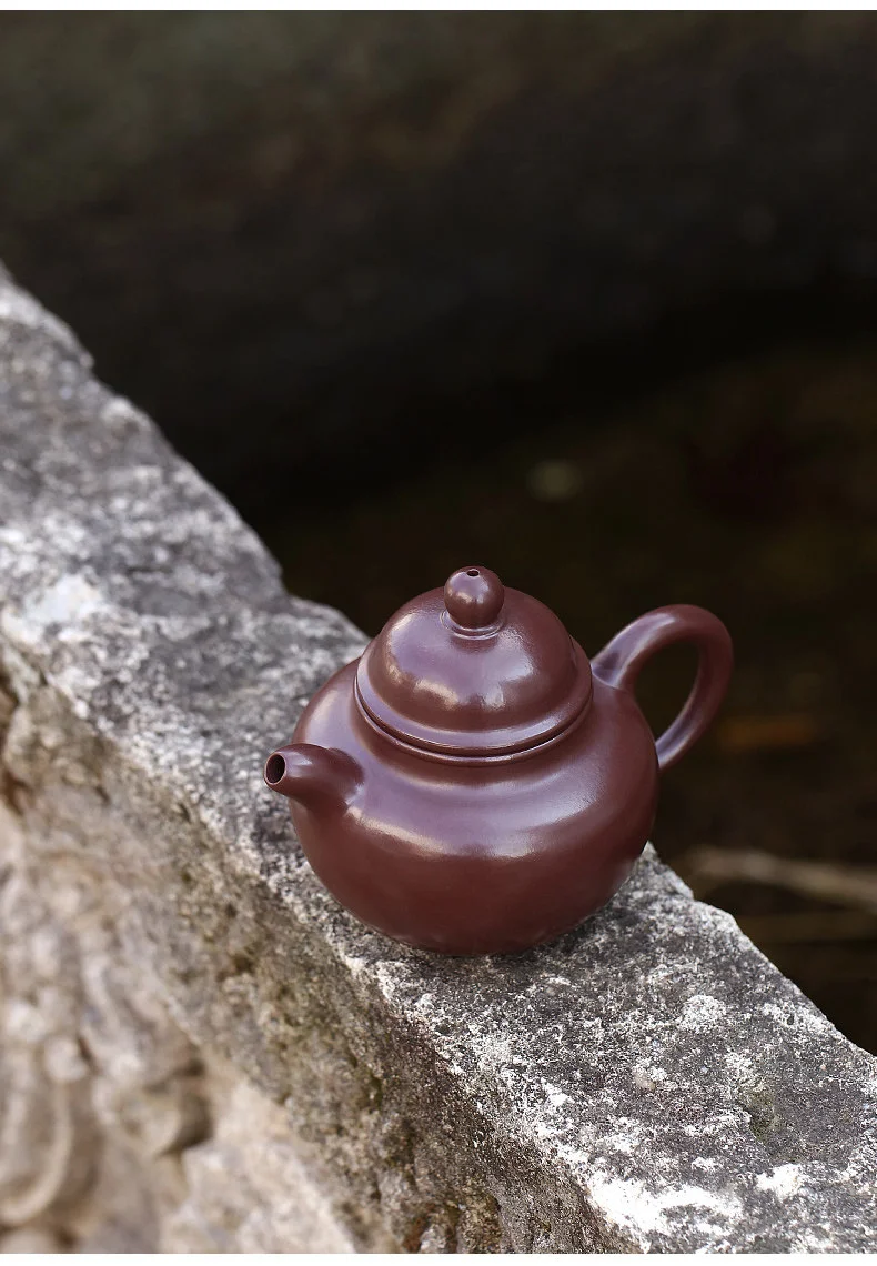 宜兴紫砂壶纯手工小容量泡茶壶原矿紫茄泥一人用功夫茶具小品掇球 详情图 5