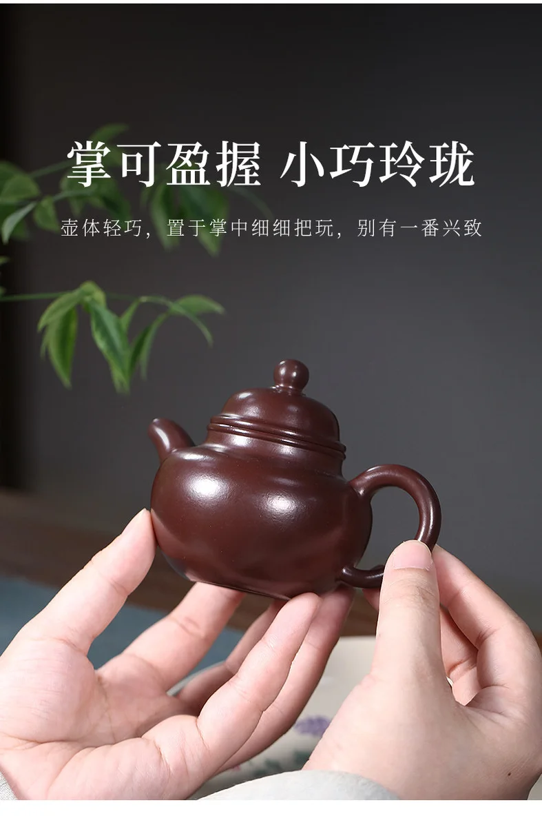 宜兴紫砂壶纯手工小容量泡茶壶原矿紫茄泥一人用功夫茶具小品掇球 详情图 7
