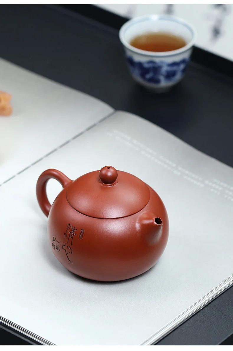 宜兴紫砂壶纯手工刻绘功夫茶具单壶原矿大红袍家用泡茶壶清心西施 详情图 5