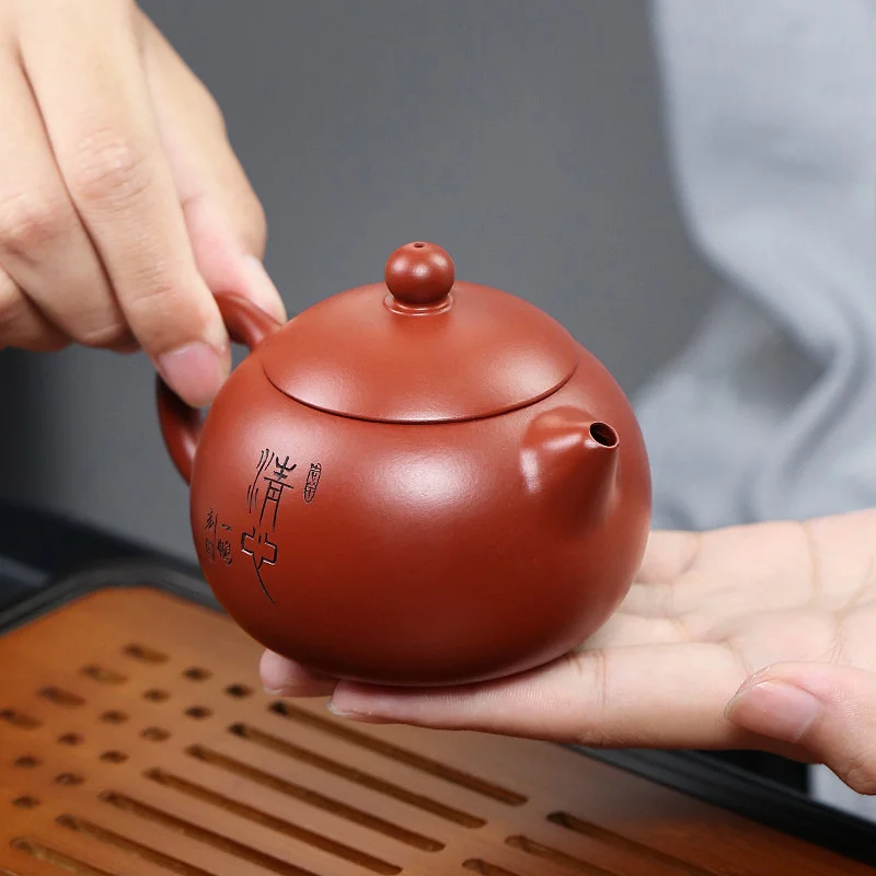 宜兴紫砂壶纯手工刻绘功夫茶具单壶原矿大红袍家用泡茶壶清心西施 - 6