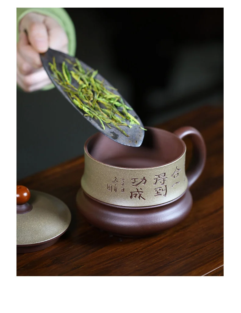 大容量宜兴紫砂杯纯手工男士泡茶杯带盖个人专用办公茶具紫泥盖杯 详情图 17