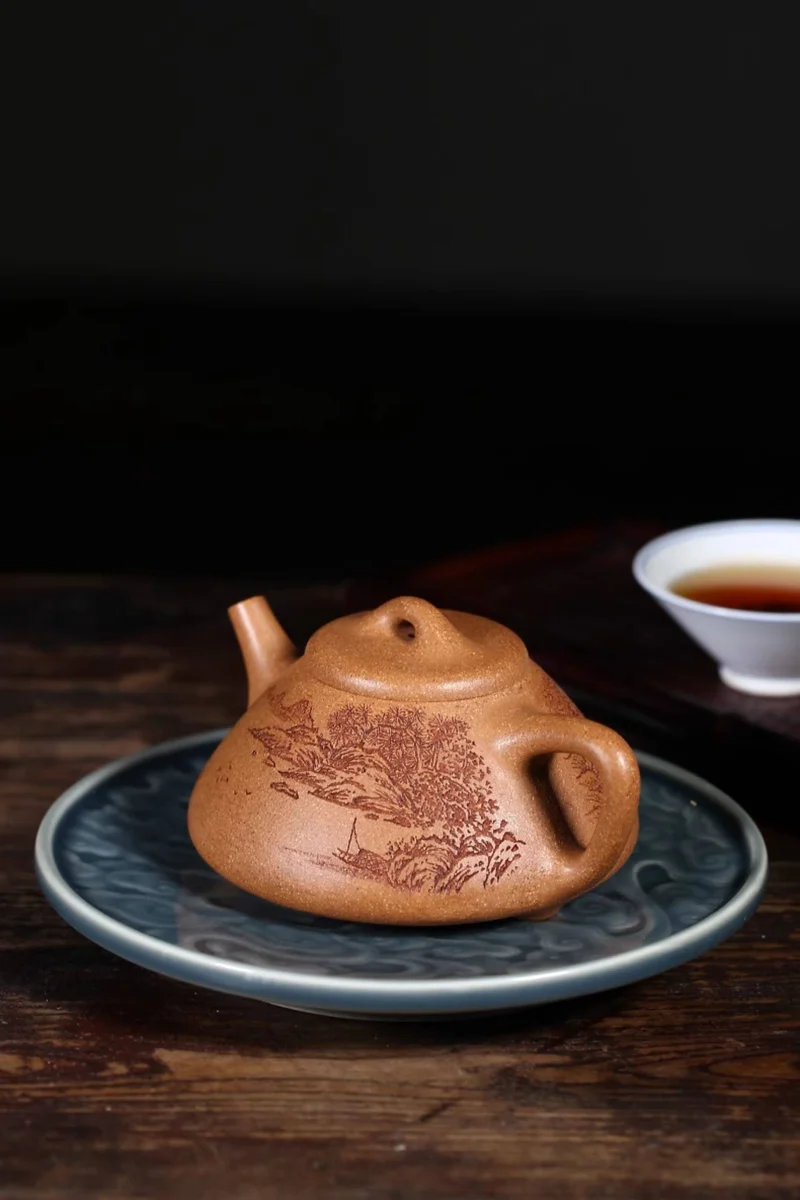 藏壶天下宜兴紫砂茶壶单壶纯全手工刻绘降坡泥石瓢单壶家用泡茶壶 详情图 11