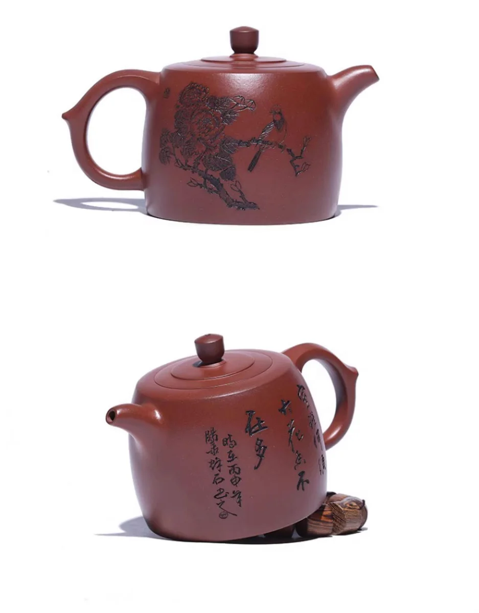 宜兴正宗全手工紫砂壶原矿底槽清纯手工刻绘功夫茶具大容量高井栏 详情图 15