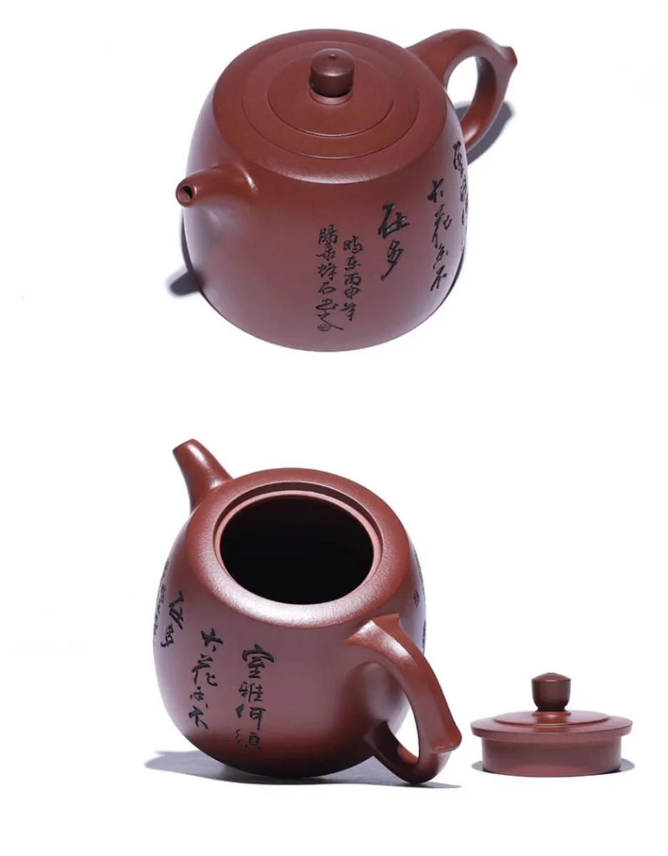 宜兴正宗全手工紫砂壶原矿底槽清纯手工刻绘功夫茶具大容量高井栏 详情图 16
