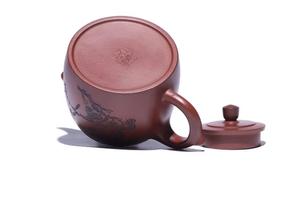 宜兴正宗全手工紫砂壶原矿底槽清纯手工刻绘功夫茶具大容量高井栏 详情图 17