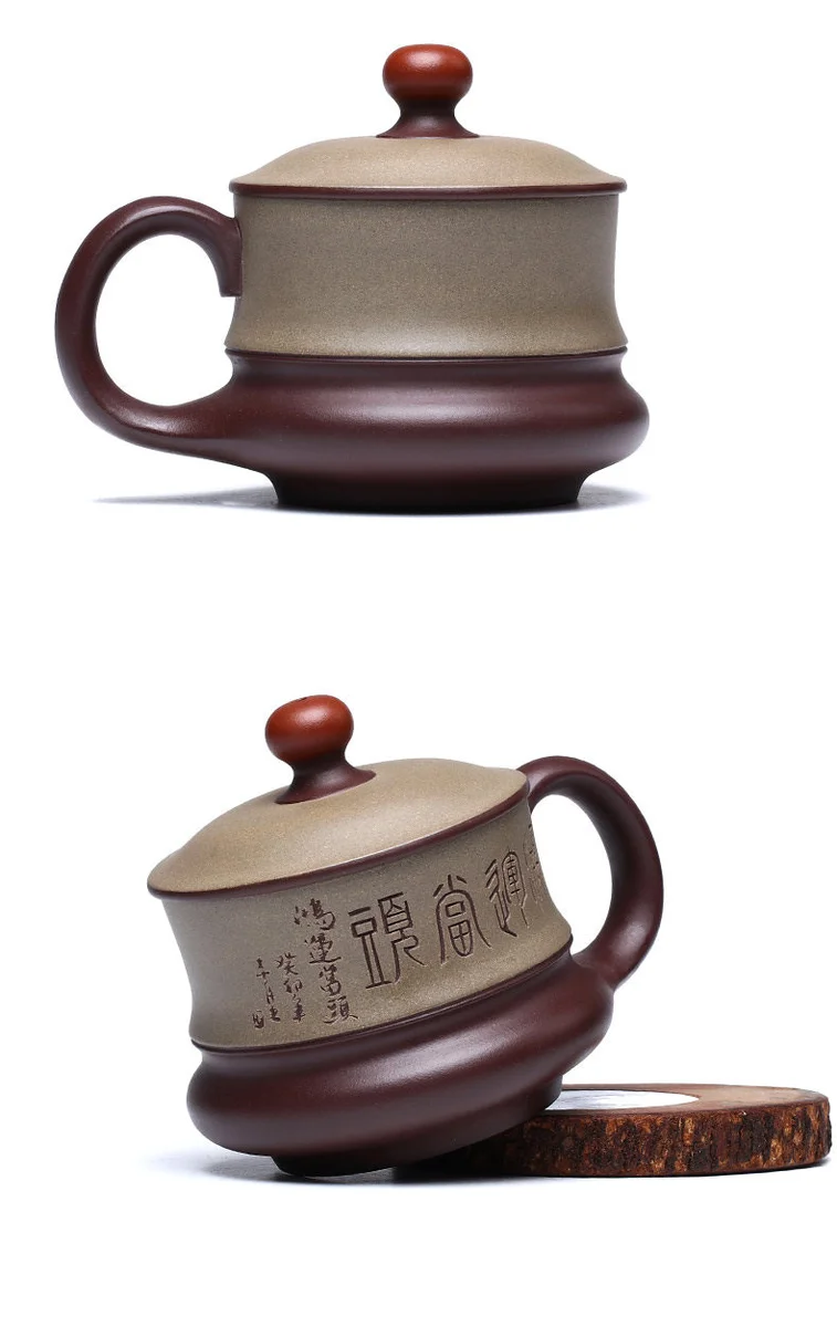 宜兴紫砂杯纯手工泡茶杯双色带盖个人专用办公杯茶具鸿运当头盖杯 详情图 14