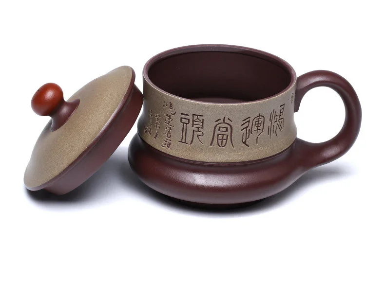 宜兴紫砂杯纯手工泡茶杯双色带盖个人专用办公杯茶具鸿运当头盖杯 详情图 15