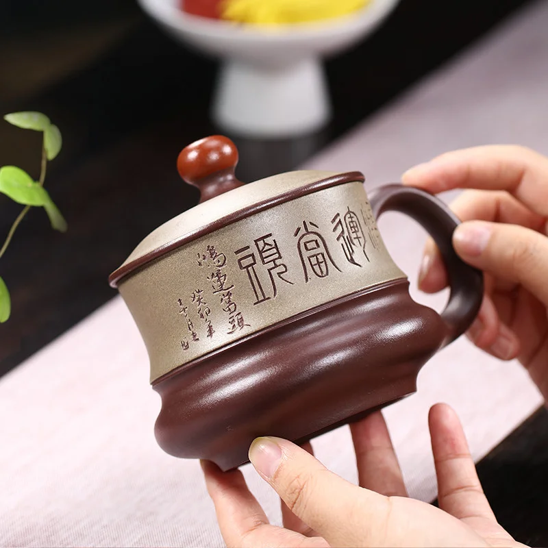 宜兴紫砂杯纯手工泡茶杯双色带盖个人专用办公杯茶具鸿运当头盖杯 - 5