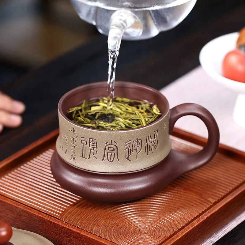 宜兴紫砂杯纯手工泡茶杯双色带盖个人专用办公杯茶具鸿运当头盖杯 - 6